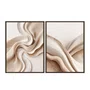 Kit de Quadros Decorativos Arte Abstrata Fluida Moderna Tons Neutros Creme e Bege