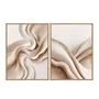Kit de Quadros Decorativos Arte Abstrata Fluida Moderna Tons Neutros Creme e Bege