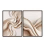 Kit de Quadros Decorativos Arte Abstrata Fluida Moderna Tons Neutros Creme e Bege