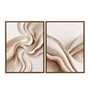 Kit de Quadros Decorativos Arte Abstrata Fluida Moderna Tons Neutros Creme e Bege