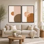 Kit de Quadros Decorativos Arte Abstrata Geométrica Moderna em Tons Terrosos