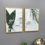 Kit de Quadros Folhas Verdes e Mármore Quartzo Decoração Minimalista de Luxo