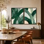 Kit de Quadros Pinceladas Abstratas Orgânicas Verde Floresta com Sálvia e Dourado