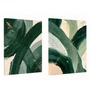 Kit de Quadros Pinceladas Abstratas Orgânicas Verde Floresta com Sálvia e Dourado