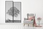 Par de Quadros Decorativos Árvore em Preto e Branco Kit 150x210cm