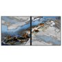 Par de Tela Canvas Abstrata Tons Azuis 2 Quadros de 90x90 cm