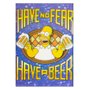 Poster 3D Homer Simpson Não Tenha Medo, Beba uma Cerveja 50x70cm com/sem Moldura