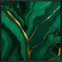 Quadro Abstrato Arte Luxuosa em tons de Verde Esmeralda com Moldura e Vidro