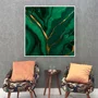 Quadro Abstrato Arte Luxuosa em tons de Verde Esmeralda com Moldura e Vidro
