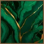 Quadro Abstrato Arte Luxuosa em tons de Verde Esmeralda com Moldura e Vidro