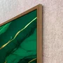 Quadro Abstrato Arte Luxuosa em tons de Verde Esmeralda com Moldura e Vidro
