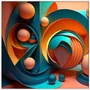 Quadro Abstrato Arte Moderna Colorida com Esferas Estilo 3D com Moldura e Vidro