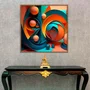 Quadro Abstrato Arte Moderna Colorida com Esferas Estilo 3D com Moldura e Vidro