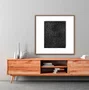 Quadro Abstrato Arte Moderna em Preto e Branco com Moldura e Vidro