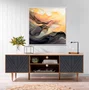 Quadro Abstrato Arte Moderna Ondas Coloridas com Moldura e Vidro