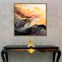Quadro Abstrato Arte Moderna Ondas Coloridas com Moldura e Vidro