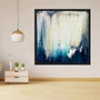 Quadro Abstrato Azul com Moldura Preta Modelo II - 50x50cm