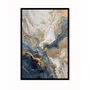 Quadro Abstrato Azul e Dourado Arte Marmorizada Moderna e Luxuosa Vertical