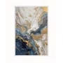 Quadro Abstrato Azul e Dourado Arte Marmorizada Moderna e Luxuosa Vertical
