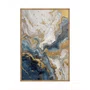 Quadro Abstrato Azul e Dourado Arte Marmorizada Moderna e Luxuosa Vertical