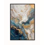 Quadro Abstrato Azul e Dourado Arte Marmorizada Moderna e Luxuosa Vertical