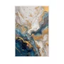 Quadro Abstrato Azul e Dourado Arte Marmorizada Moderna e Luxuosa Vertical