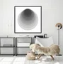 Quadro Abstrato Circular Profundo Preto e Branco Moderno com Moldura e Vidro