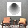 Quadro Abstrato Circular Profundo Preto e Branco Moderno com Moldura e Vidro