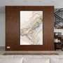 Quadro Abstrato Efeito Mármore Moderno em Tons de Bege Ocre e Cinza Minimalista