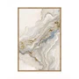 Quadro Abstrato Efeito Mármore Moderno em Tons de Bege Ocre e Cinza Minimalista