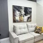 Quadro Abstrato em Canvas Tons de Cobre Preto e Dourado Moldura Dourada 170x120 cm