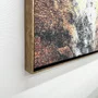 Quadro Abstrato em Canvas Tons de Cobre Preto e Dourado Moldura Dourada 170x120 cm