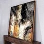 Quadro Abstrato em Canvas Tons de Cobre Preto e Dourado Moldura Dourada 170x120 cm