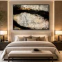 Quadro Abstrato em Tela Canvas Efeito Metal Oxidado Moldura Laqueada Cinza 170x120 cm