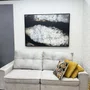 Quadro Abstrato em Tela Canvas Efeito Metal Oxidado Moldura Laqueada Cinza 170x120 cm