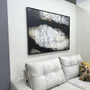 Quadro Abstrato em Tela Canvas Efeito Metal Oxidado Moldura Laqueada Cinza 170x120 cm