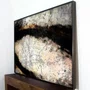 Quadro Abstrato em Tela Canvas Efeito Metal Oxidado Moldura Laqueada Cinza 170x120 cm