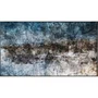 Quadro Abstrato em Tela Canvas Tons Azuis e Preto Moldura Prata Envelhecida 160x90 cm
