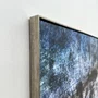 Quadro Abstrato em Tela Canvas Tons Azuis e Preto Moldura Prata Envelhecida 160x90 cm