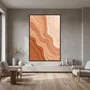 Quadro Abstrato em Tons de Pêssego e Laranja Queimado Efeito Marmorizado