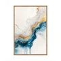 Quadro Abstrato Formas Fluidas em Azul e Ouro Decoração Minimalista Moderna