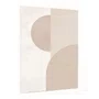 Quadro Abstrato Geométrico com Formas Circulares em Tons Bege e Creme Neutro