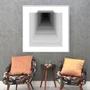 Quadro Abstrato Geométrico Profundo Preto e Branco Moderno com Moldura e Vidro