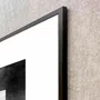 Quadro Abstrato Geométrico Sobreposto Preto e Branco com Moldura e Vidro