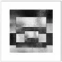 Quadro Abstrato Geométrico Sobreposto Preto e Branco com Moldura e Vidro