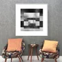 Quadro Abstrato Geométrico Sobreposto Preto e Branco com Moldura e Vidro