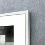 Quadro Abstrato Geométrico Sobreposto Preto e Branco com Moldura e Vidro