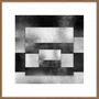 Quadro Abstrato Geométrico Sobreposto Preto e Branco com Moldura e Vidro