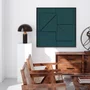 Quadro Abstrato Geométrico Verde Petróleo Arte Moderna com Moldura e Vidro