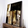 Quadro Abstrato Grande Arte Moderna com Moldura Preta 120x120 cm